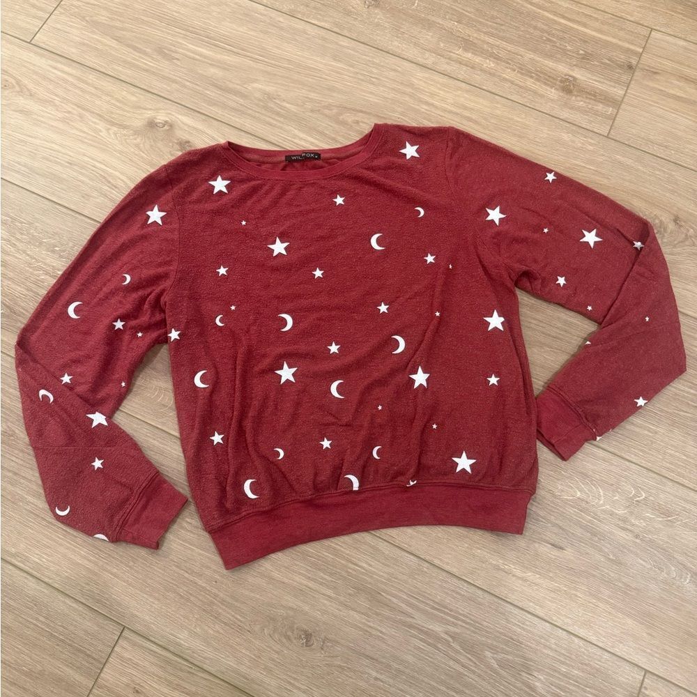 Wildfox Burgundy Sweater with White Celestial Design